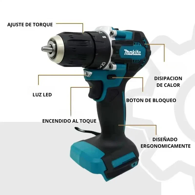 Makita 36V Caja Azul™ – Taladro Profesional 3 en 1 (Taladro, atornillador y percutor) V2